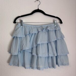 American Eagle Light Blue Tiered Ruffle Mini Skirt Size S NWT